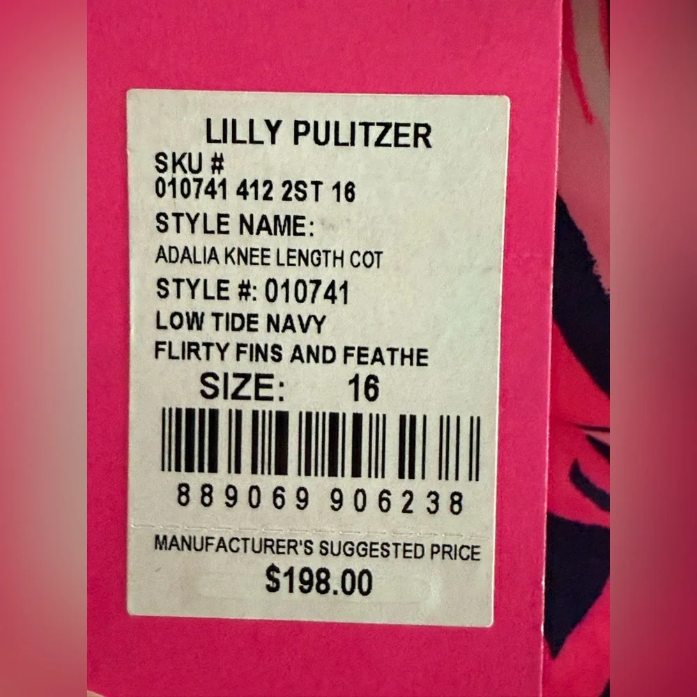 Lilly Pulitzer Adalia Knee Length Cotton Dress Size 16 NWT - Picture 2 of 4